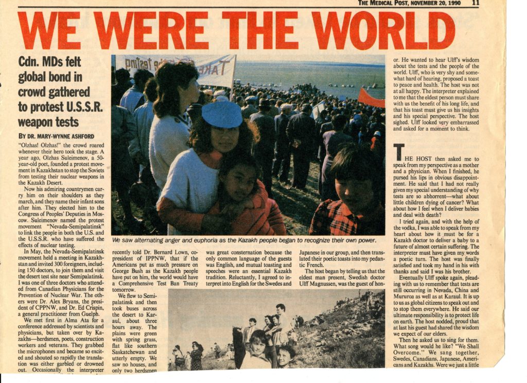 ?We Were The World”. Canadian MDs felt global bond in crowd gathered to protest U.S.S.R. weapon test